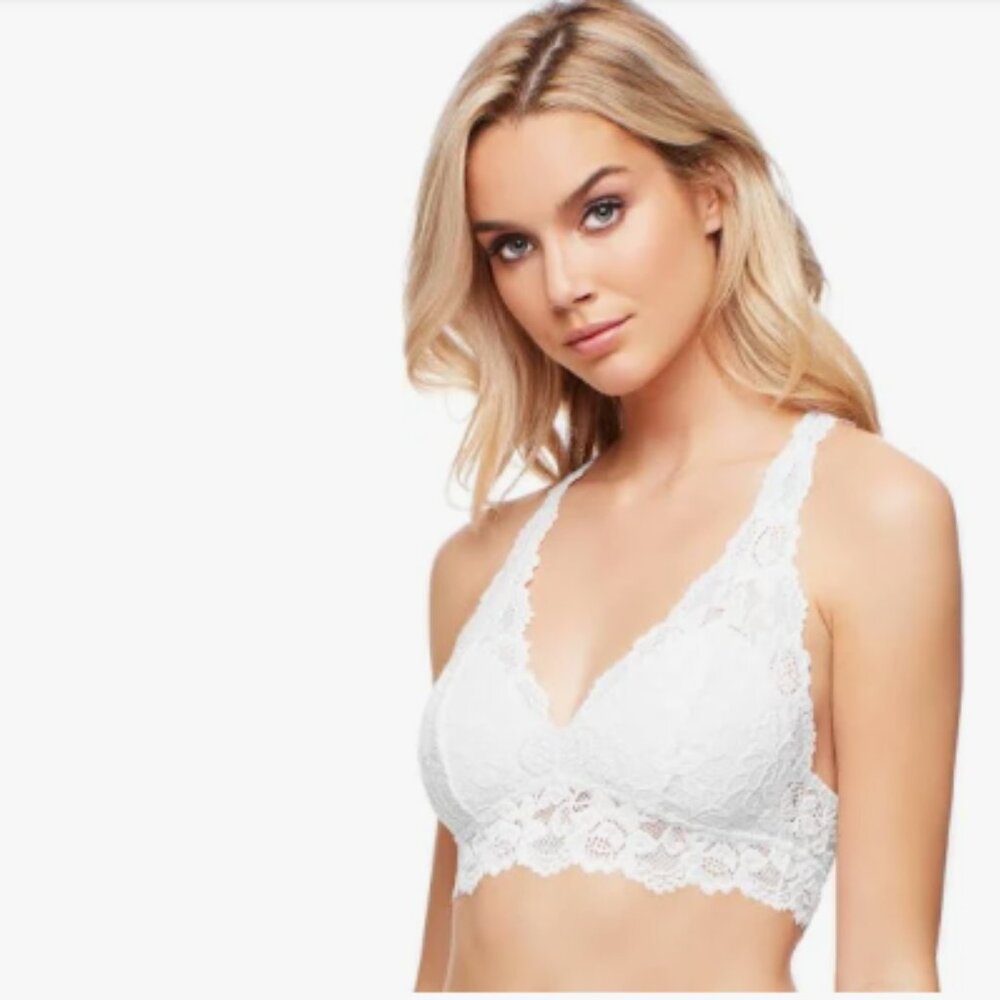 Jenny Jen - Womens Mia Lace Bralette, size X-large US womens, color white.